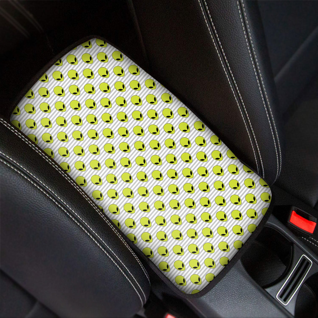 Grey Striped Alien Pattern Print Car Center Console Cover