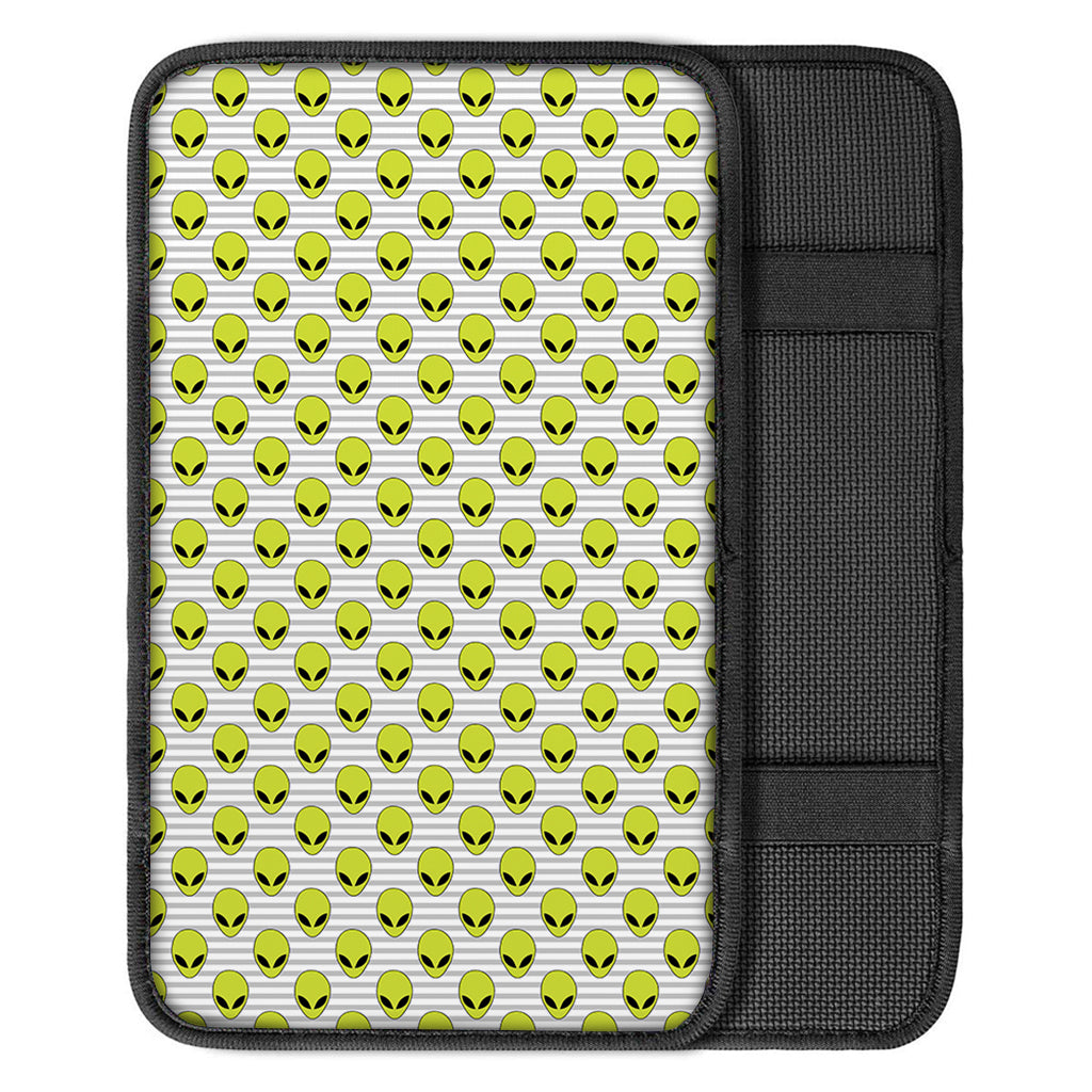 Grey Striped Alien Pattern Print Car Center Console Cover