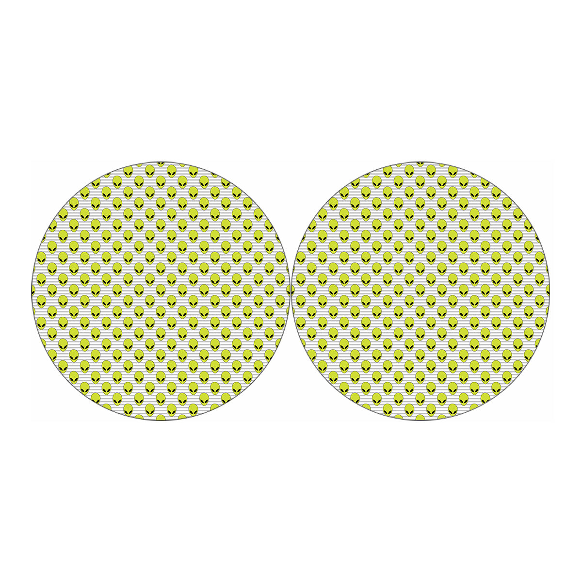 Grey Striped Alien Pattern Print Car Coasters
