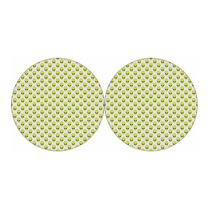 Grey Striped Alien Pattern Print Car Coasters