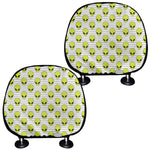 Grey Striped Alien Pattern Print Car Headrest Covers