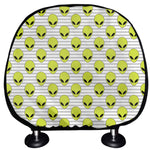 Grey Striped Alien Pattern Print Car Headrest Covers