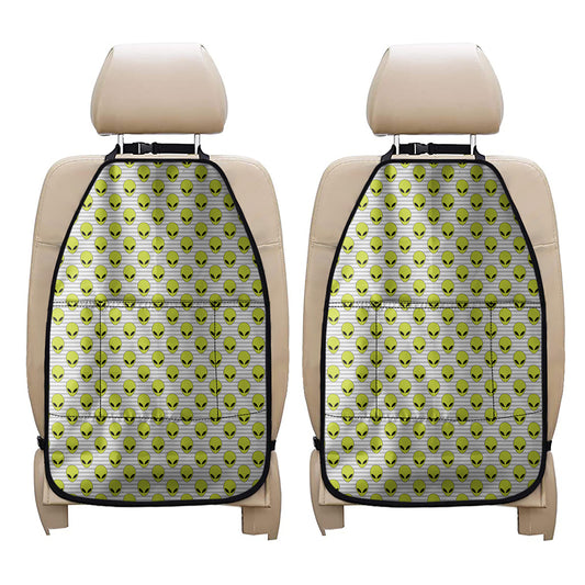Grey Striped Alien Pattern Print Car Seat Organizers