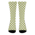 Grey Striped Alien Pattern Print Crew Socks