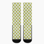 Grey Striped Alien Pattern Print Crew Socks