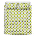 Grey Striped Alien Pattern Print Duvet Cover Bedding Set
