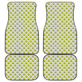 Grey Striped Alien Pattern Print Front and Back Car Floor Mats