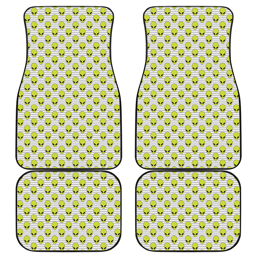 Grey Striped Alien Pattern Print Front and Back Car Floor Mats
