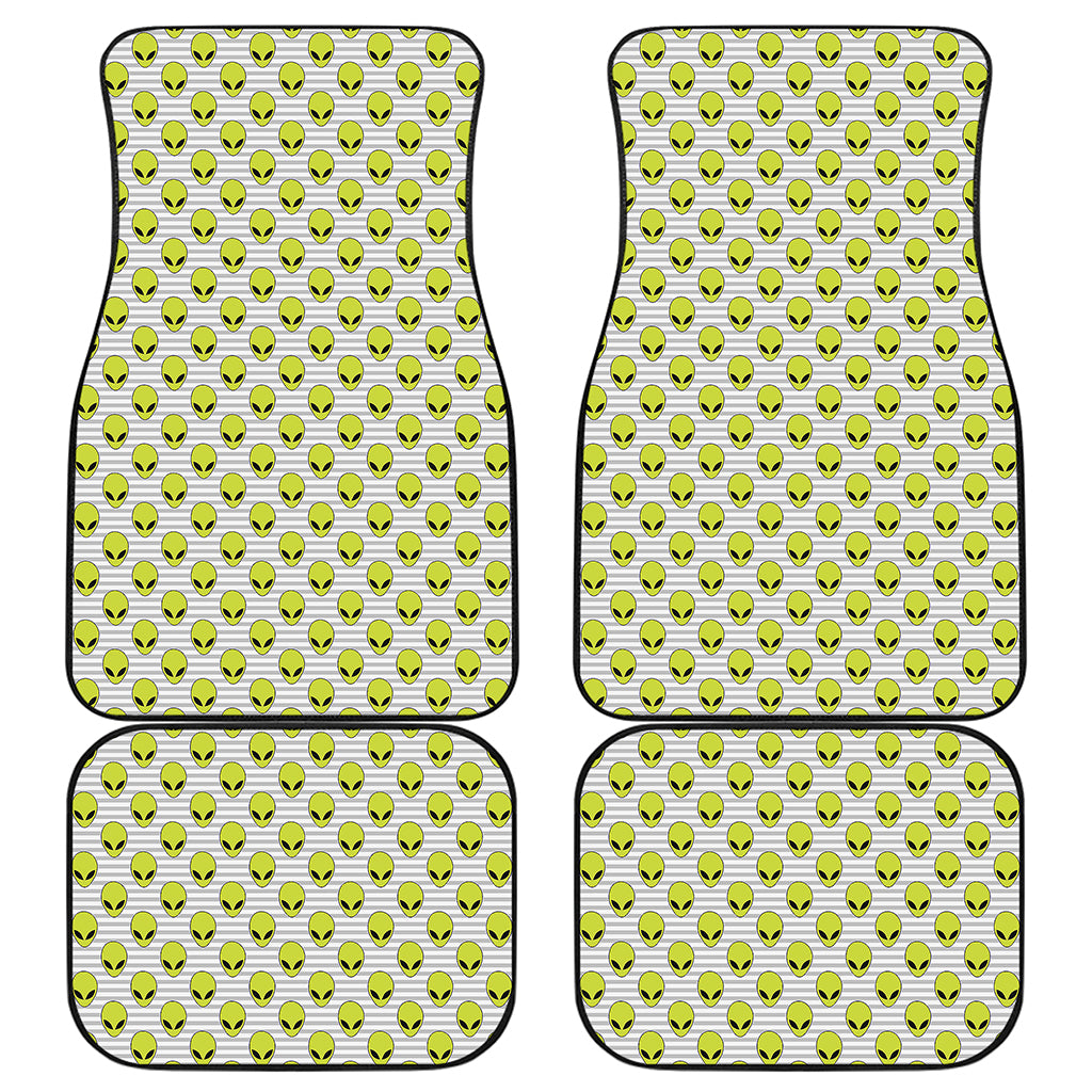 Grey Striped Alien Pattern Print Front and Back Car Floor Mats