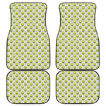 Grey Striped Alien Pattern Print Front and Back Car Floor Mats