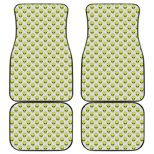 Grey Striped Alien Pattern Print Front and Back Car Floor Mats