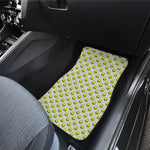 Grey Striped Alien Pattern Print Front and Back Car Floor Mats