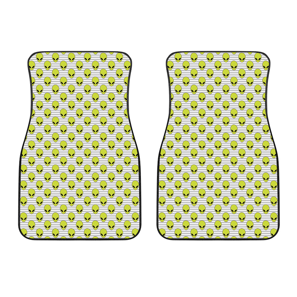 Grey Striped Alien Pattern Print Front Car Floor Mats