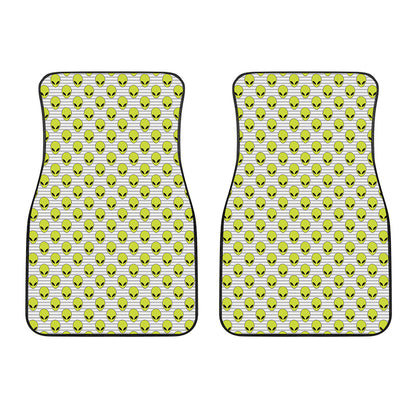 Grey Striped Alien Pattern Print Front Car Floor Mats