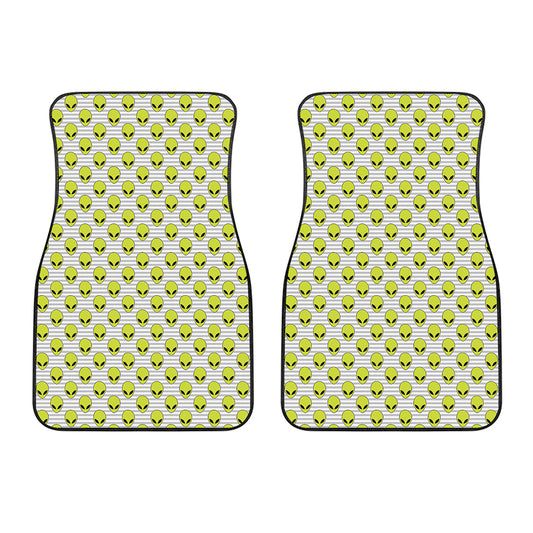 Grey Striped Alien Pattern Print Front Car Floor Mats