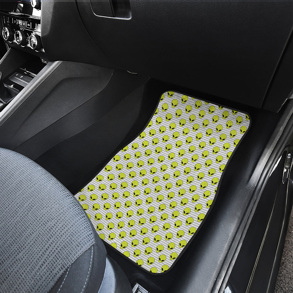 Grey Striped Alien Pattern Print Front Car Floor Mats