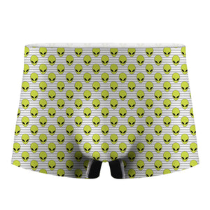 Grey Striped Alien Pattern Print Men's Boxer Briefs