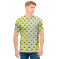 Grey Striped Alien Pattern Print Men's T-Shirt