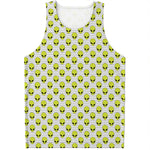 Grey Striped Alien Pattern Print Men's Tank Top