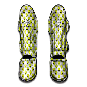 Grey Striped Alien Pattern Print Muay Thai Shin Guard