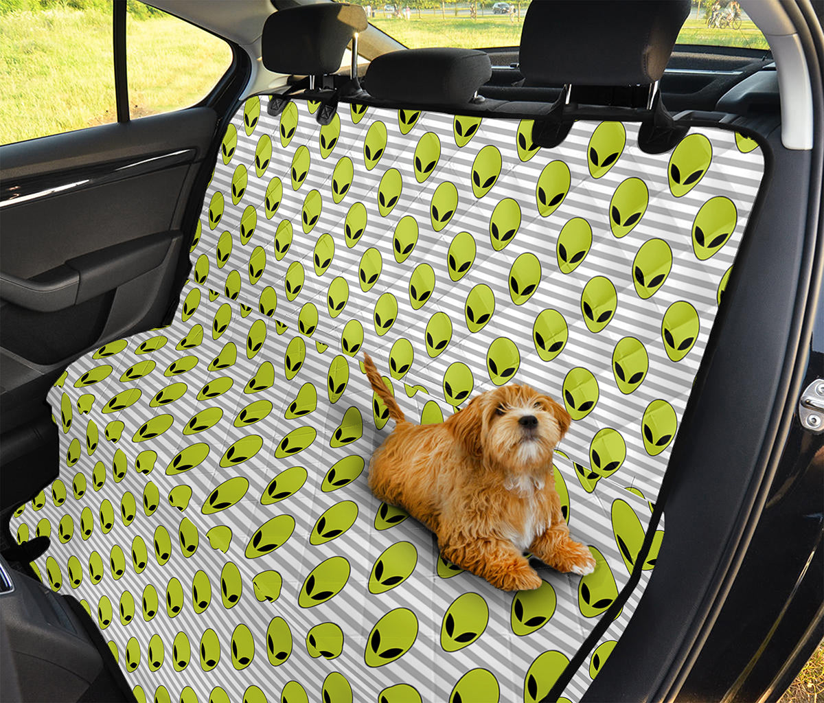 Grey Striped Alien Pattern Print Pet Car Back Seat Cover