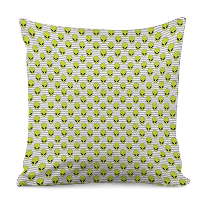 Grey Striped Alien Pattern Print Pillow Cover
