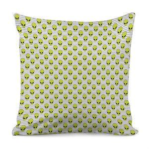 Grey Striped Alien Pattern Print Pillow Cover