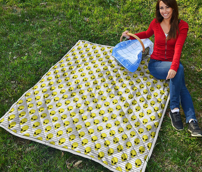Grey Striped Alien Pattern Print Quilt