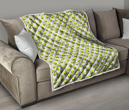 Grey Striped Alien Pattern Print Quilt