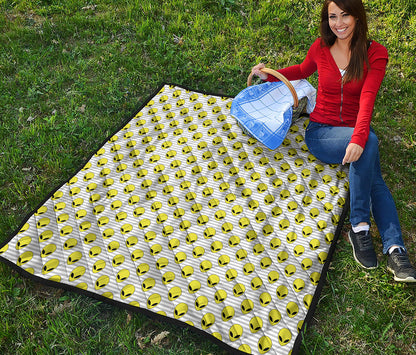 Grey Striped Alien Pattern Print Quilt