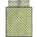 Grey Striped Alien Pattern Print Quilt Bed Set