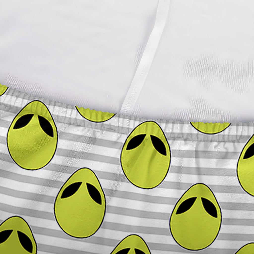 Grey Striped Alien Pattern Print Sofa Cover