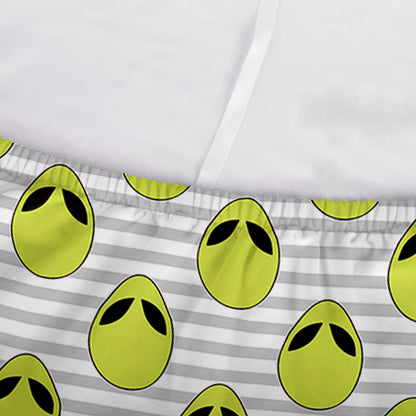 Grey Striped Alien Pattern Print Sofa Cover