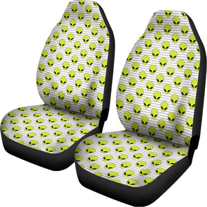 Grey Striped Alien Pattern Print Universal Fit Car Seat Covers