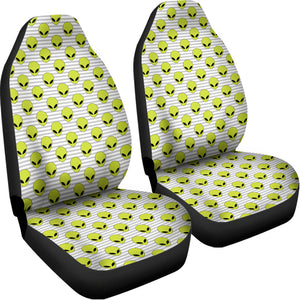 Grey Striped Alien Pattern Print Universal Fit Car Seat Covers