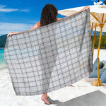 Grey Tattersall Pattern Print Beach Sarong Wrap