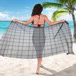 Grey Tattersall Pattern Print Beach Sarong Wrap