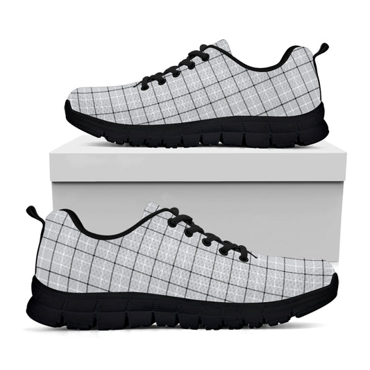 Grey Tattersall Pattern Print Black Sneakers