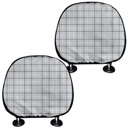 Grey Tattersall Pattern Print Car Headrest Covers