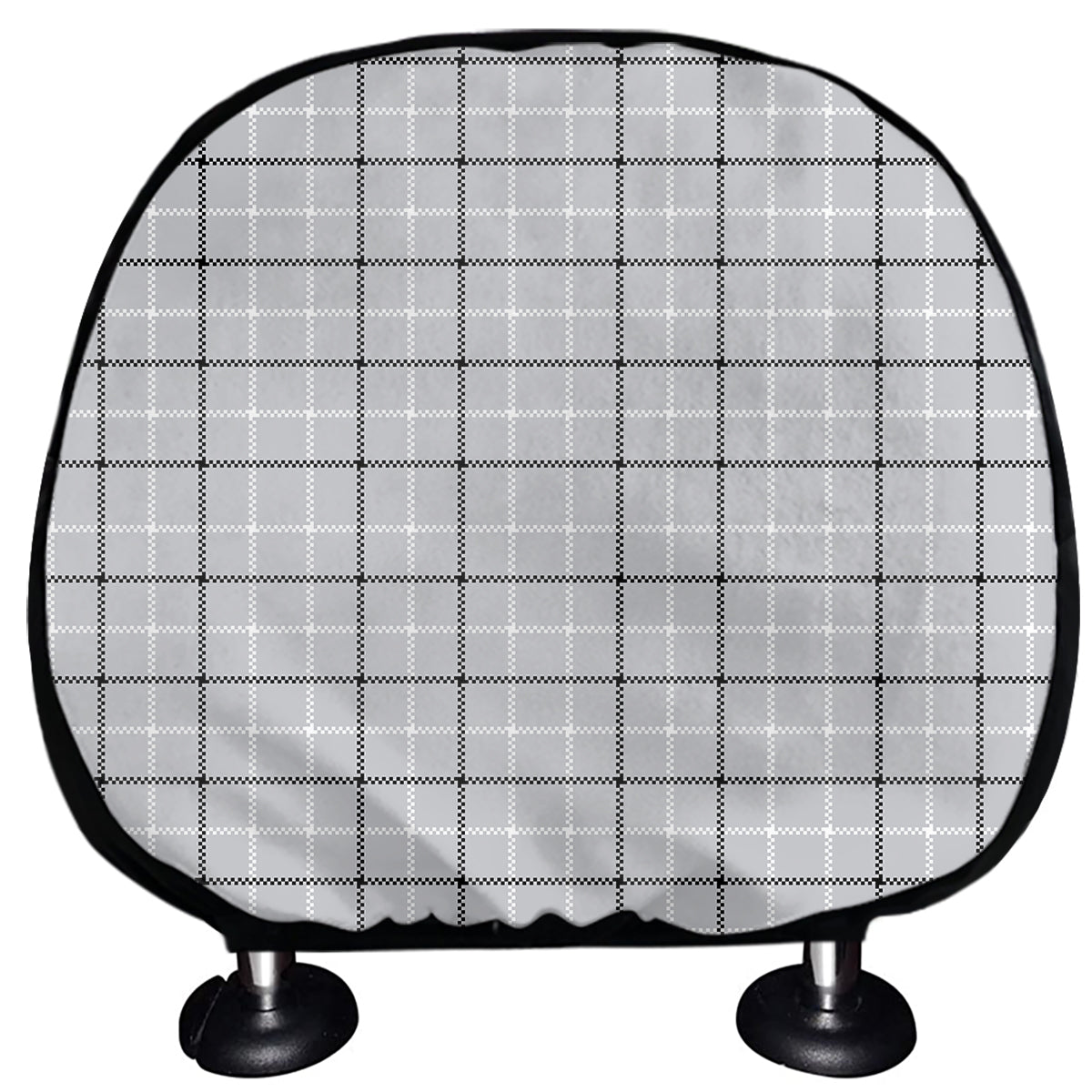 Grey Tattersall Pattern Print Car Headrest Covers