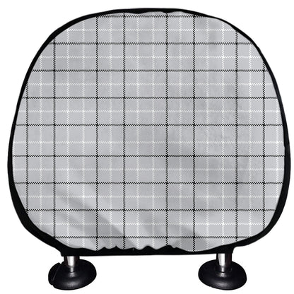 Grey Tattersall Pattern Print Car Headrest Covers