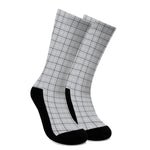 Grey Tattersall Pattern Print Crew Socks