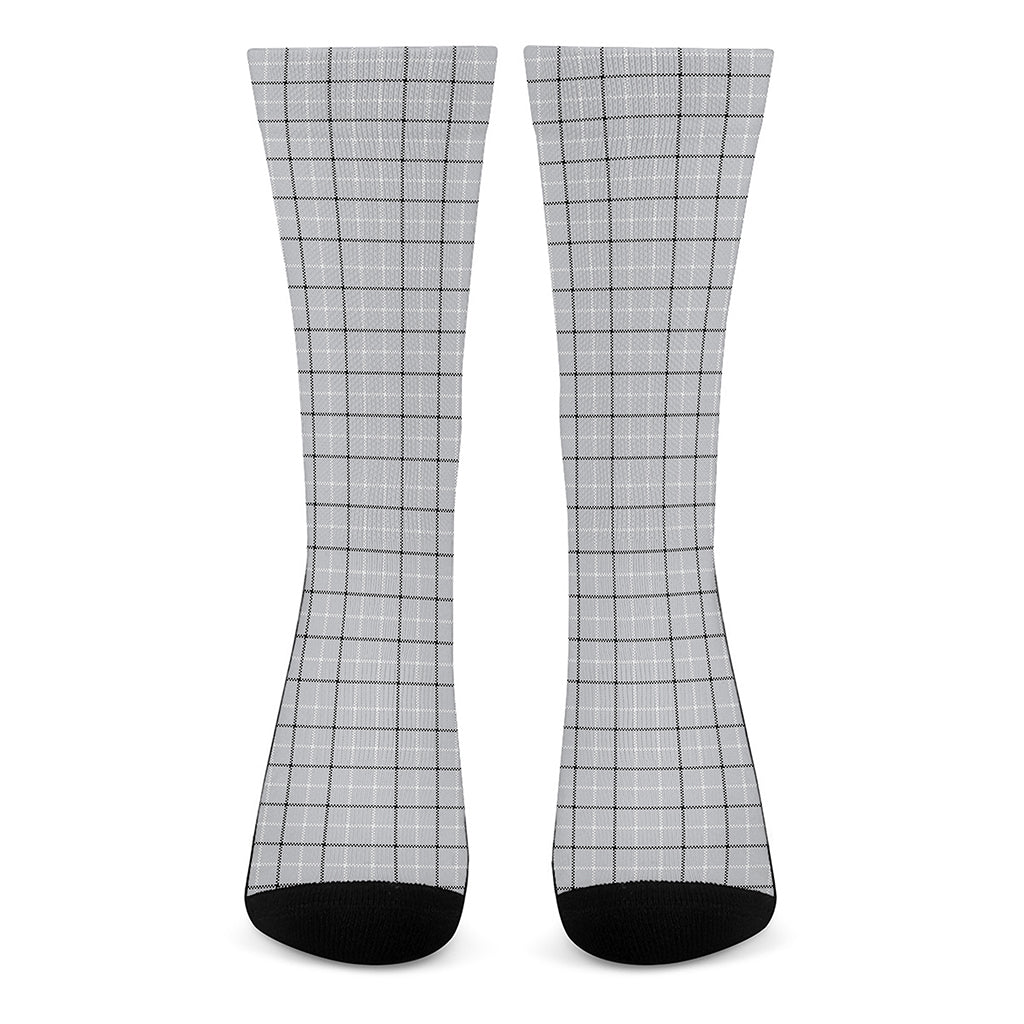Grey Tattersall Pattern Print Crew Socks