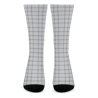 Grey Tattersall Pattern Print Crew Socks