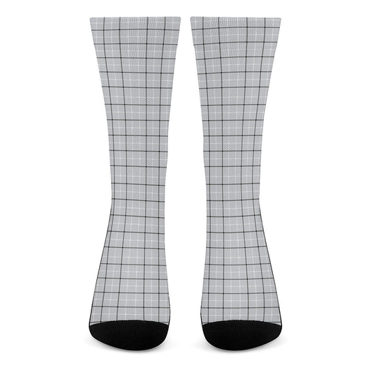 Grey Tattersall Pattern Print Crew Socks