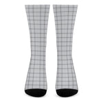 Grey Tattersall Pattern Print Crew Socks
