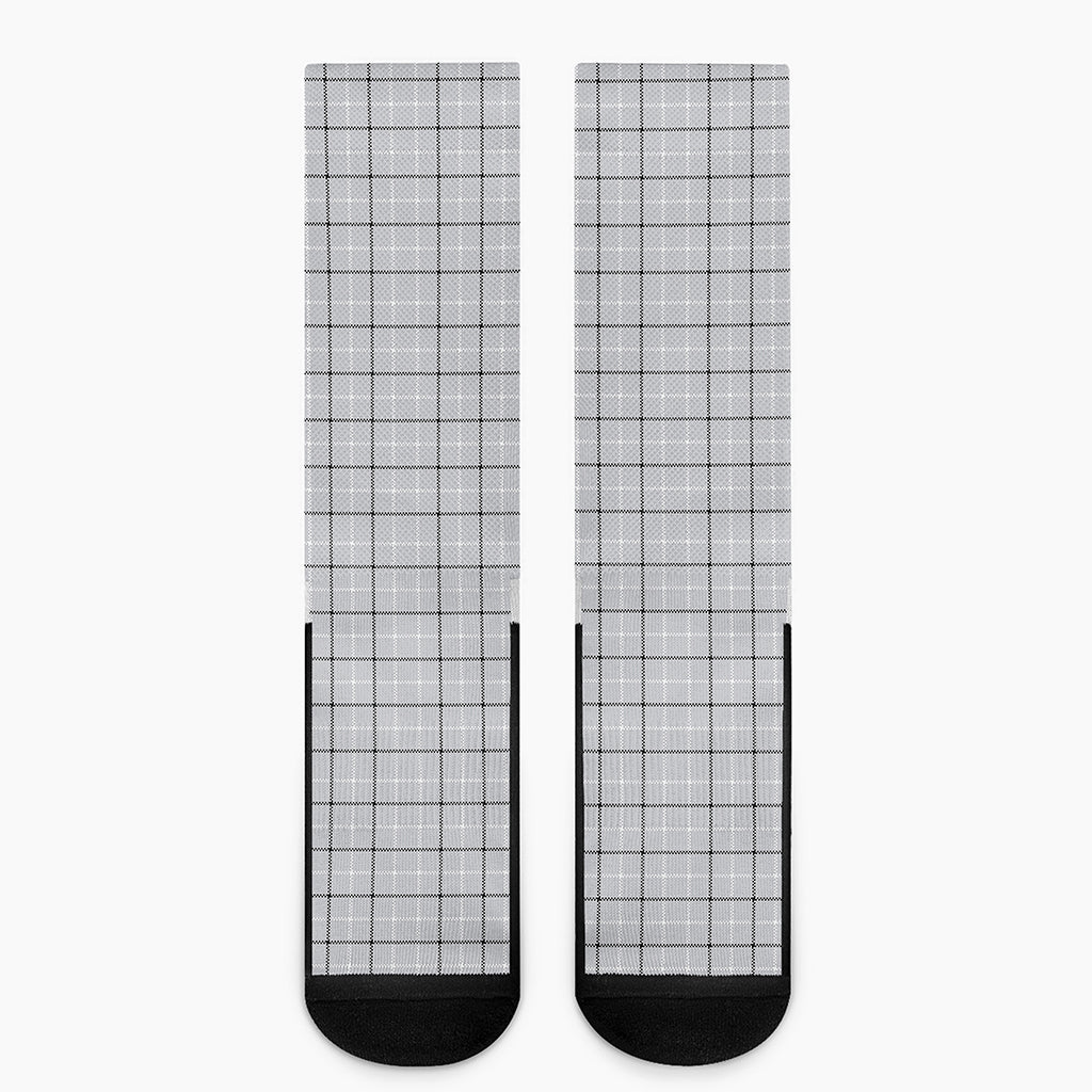 Grey Tattersall Pattern Print Crew Socks