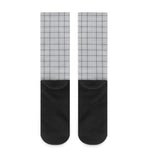 Grey Tattersall Pattern Print Crew Socks