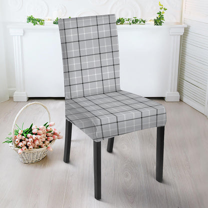 Grey Tattersall Pattern Print Dining Chair Slipcover