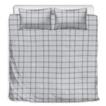 Grey Tattersall Pattern Print Duvet Cover Bedding Set